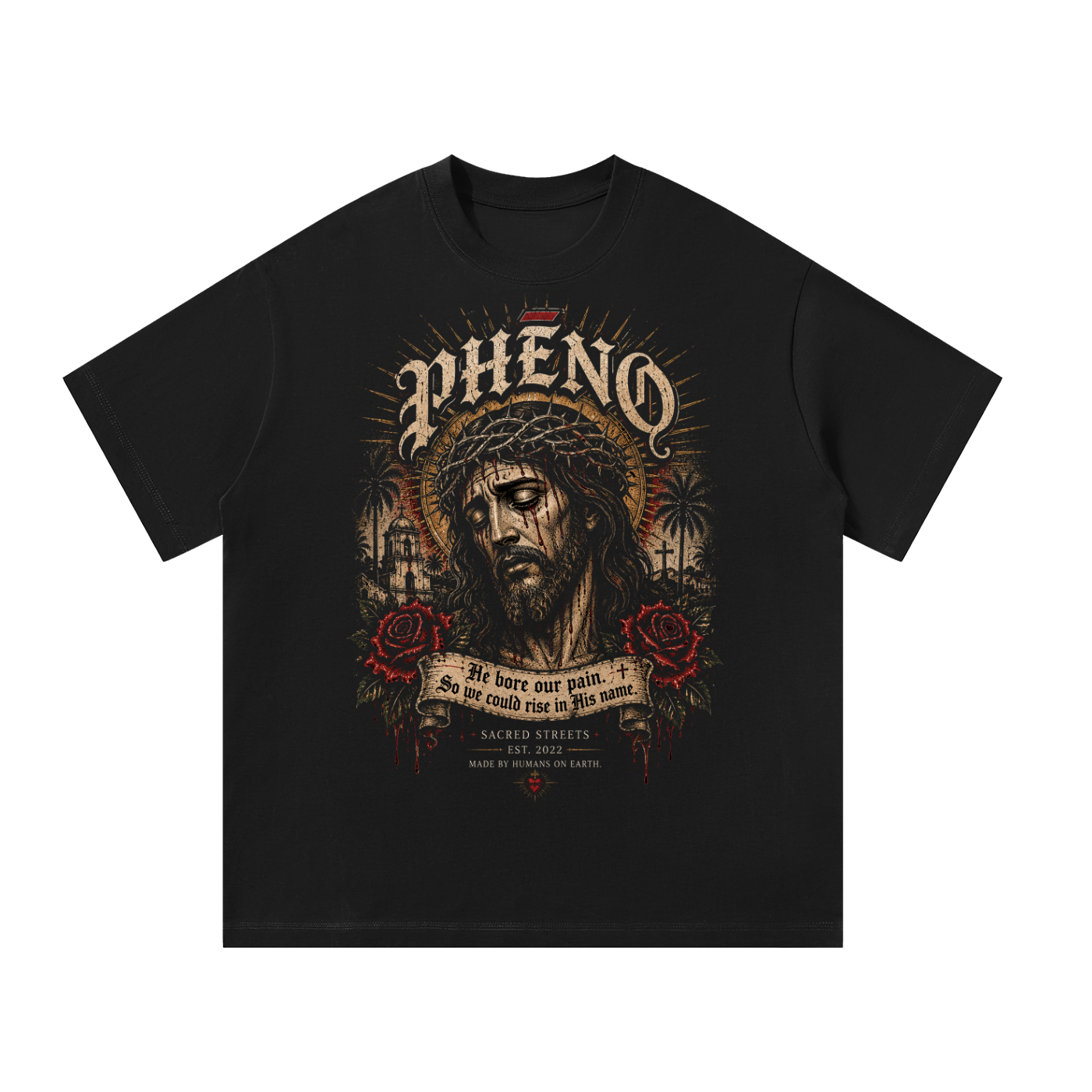 Sacred Streets Rise in His Name Unisex Oversized T-Shirt