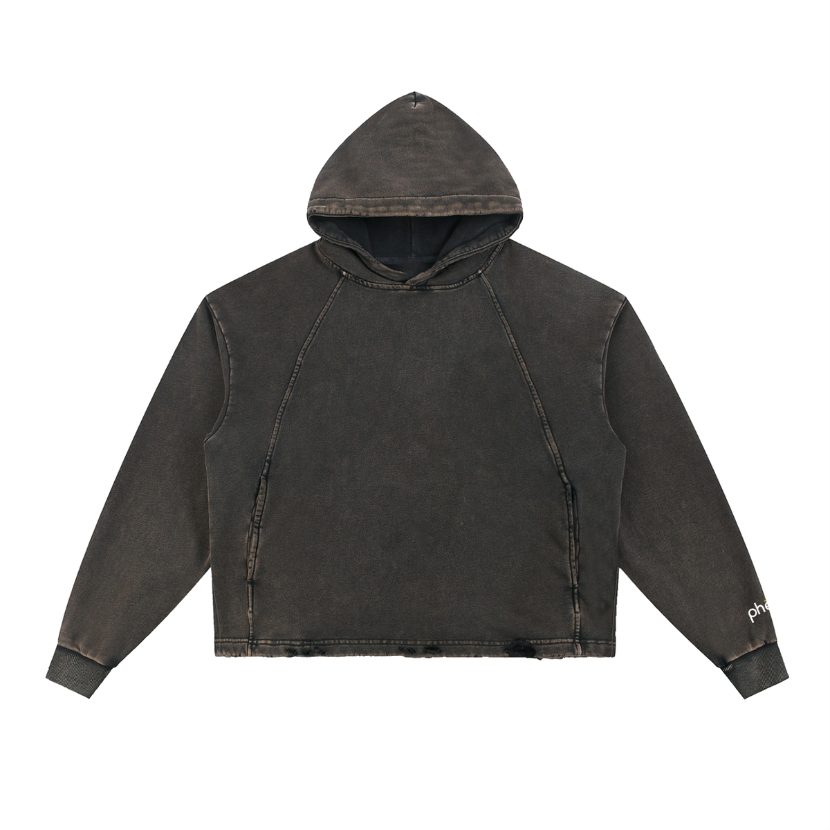 phēno Vintage Washed Frayed-Hem Hoodie