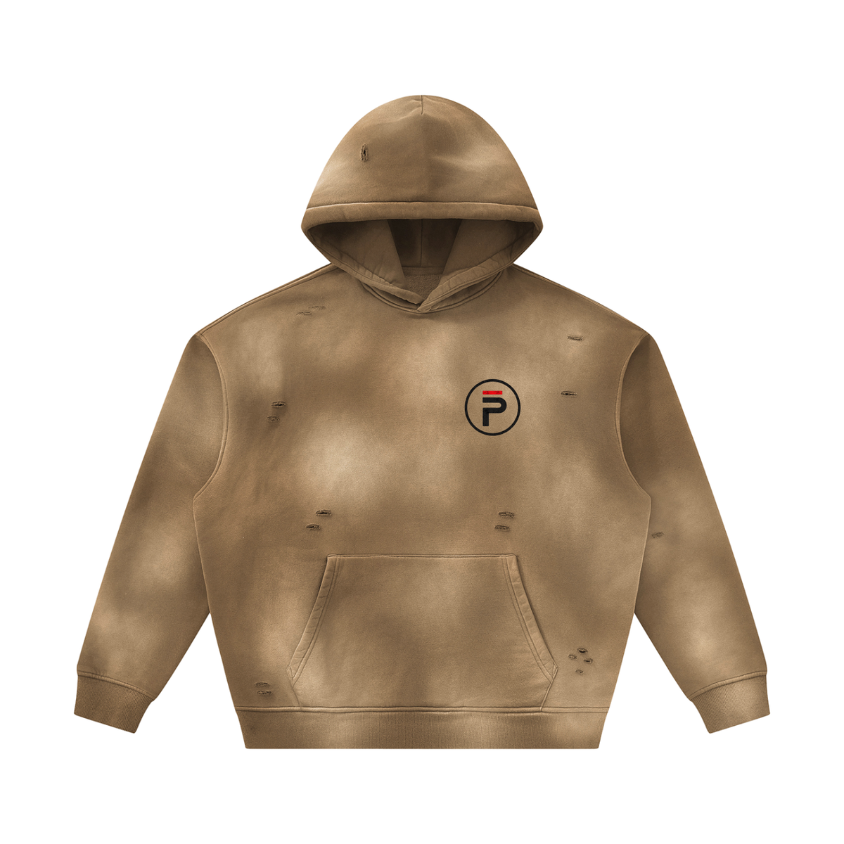 phēno Distressed Logo Future p Unisex Sunfade Frayed Fleece Hoodie
