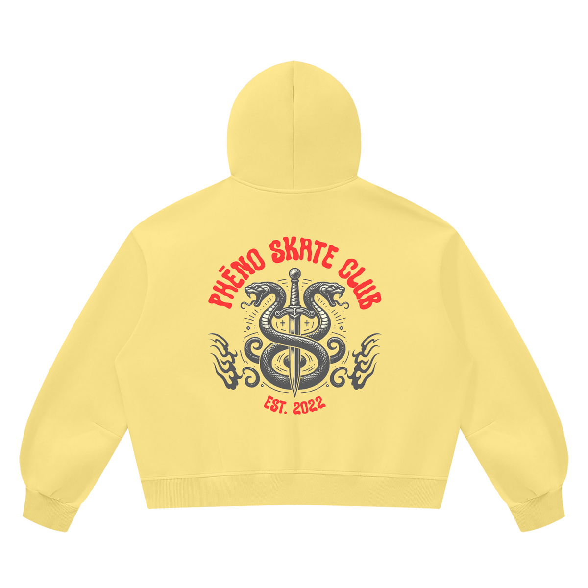 Skate Club Twin Snakes in Canary Unisex Vintage Wash Boxy Fleece Hoodie
