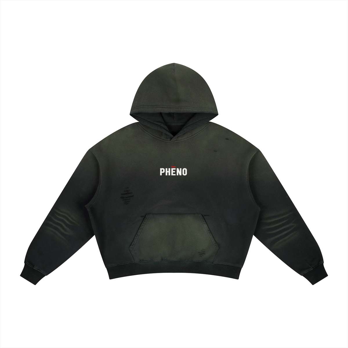 phēno Never stop Skating Frayed Sunfade Boxy Fleece Hoodie