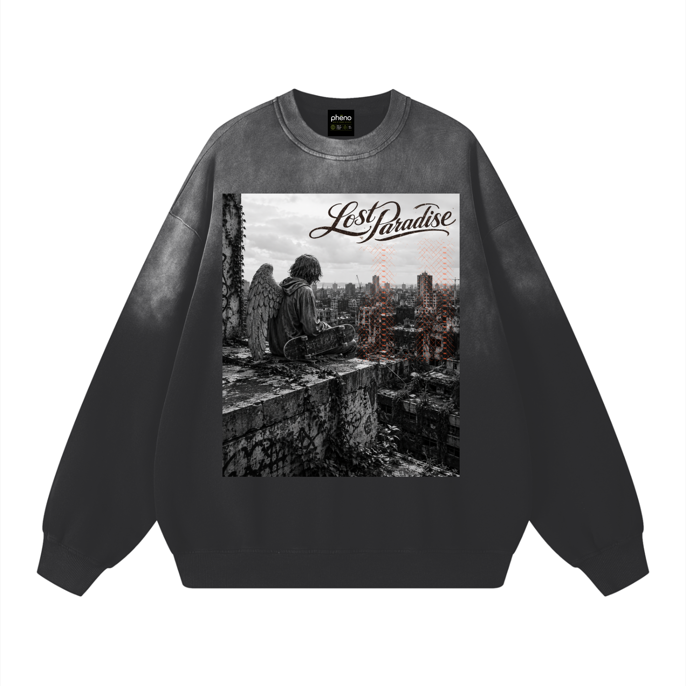 Lost Paradise Lonely Soul Sunfade Drop-Shoulder Cotton Sweatshirt