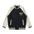 phēno Flying Skull Black on Apricot Raglan Sleeve Varsity Jacket