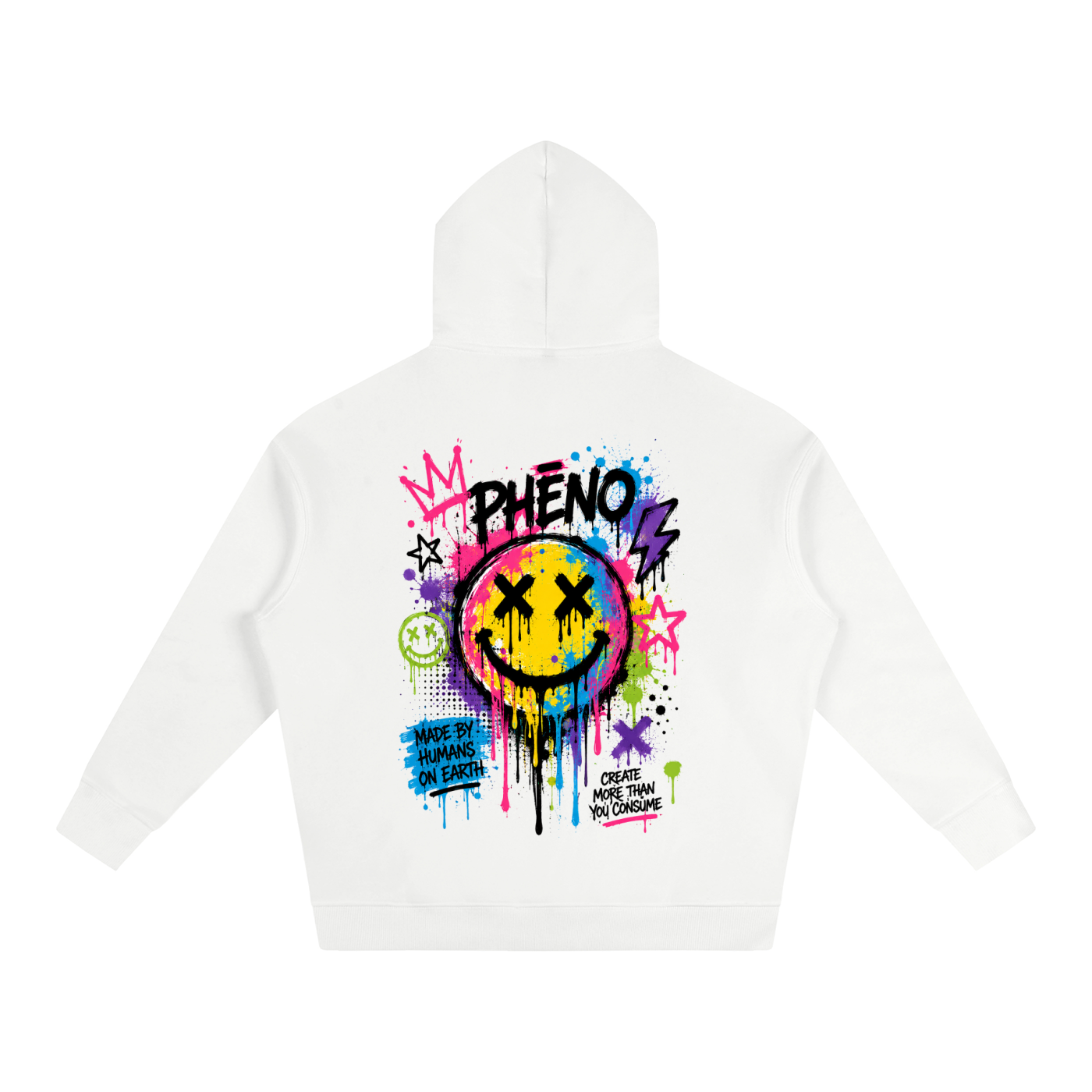 Pop Chaos Smiley Splatter Oversize Fleeced Hoodie