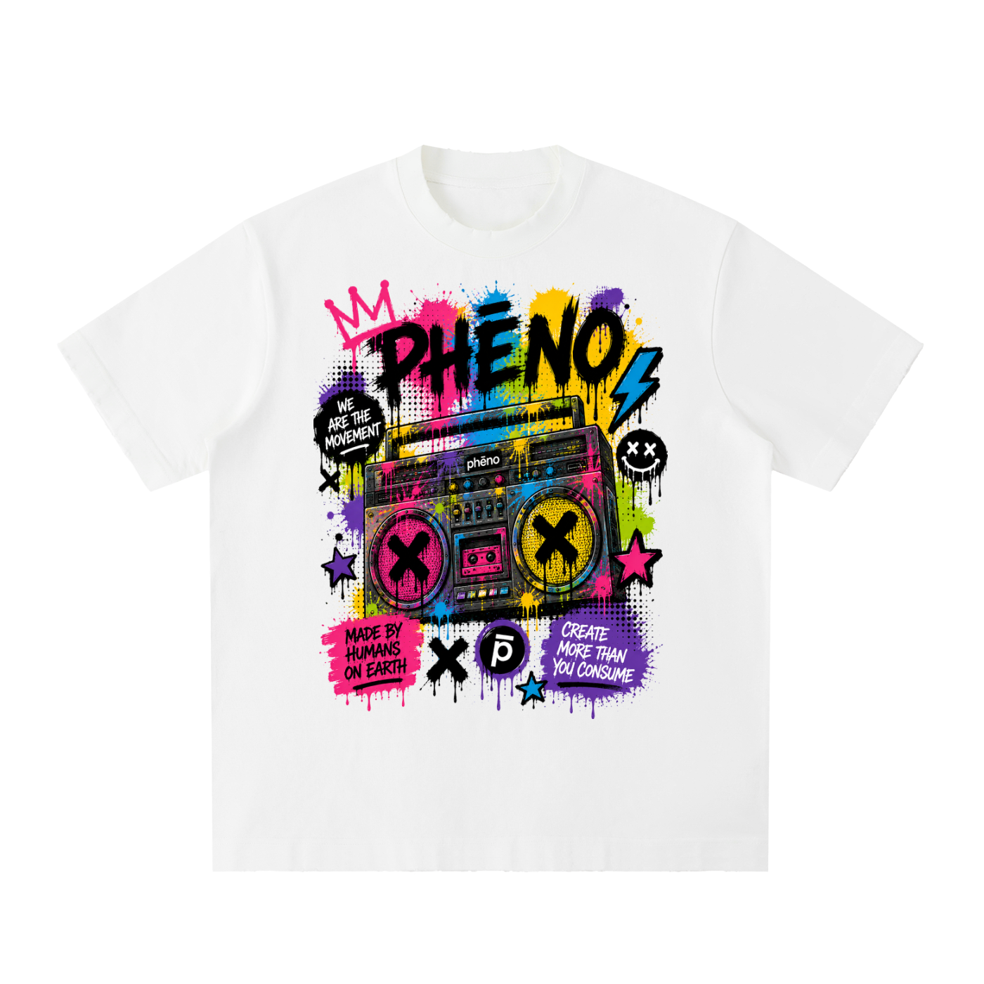 Pop Chaos Boom Box Heavyweight Vintage Washed Frayed T-Shirt