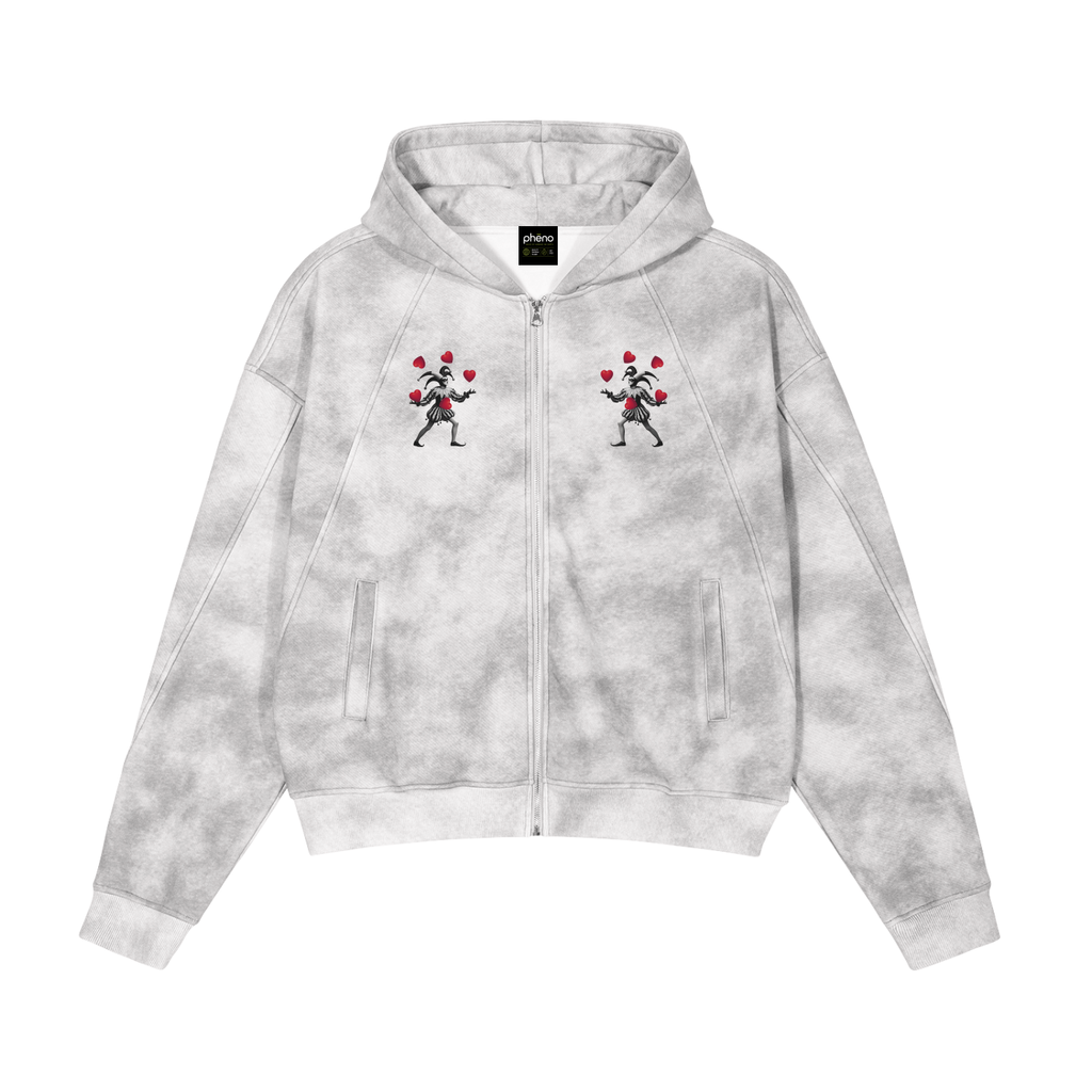 Love Dealer Dirty Washed Zip-Up Fleece Hoodie
