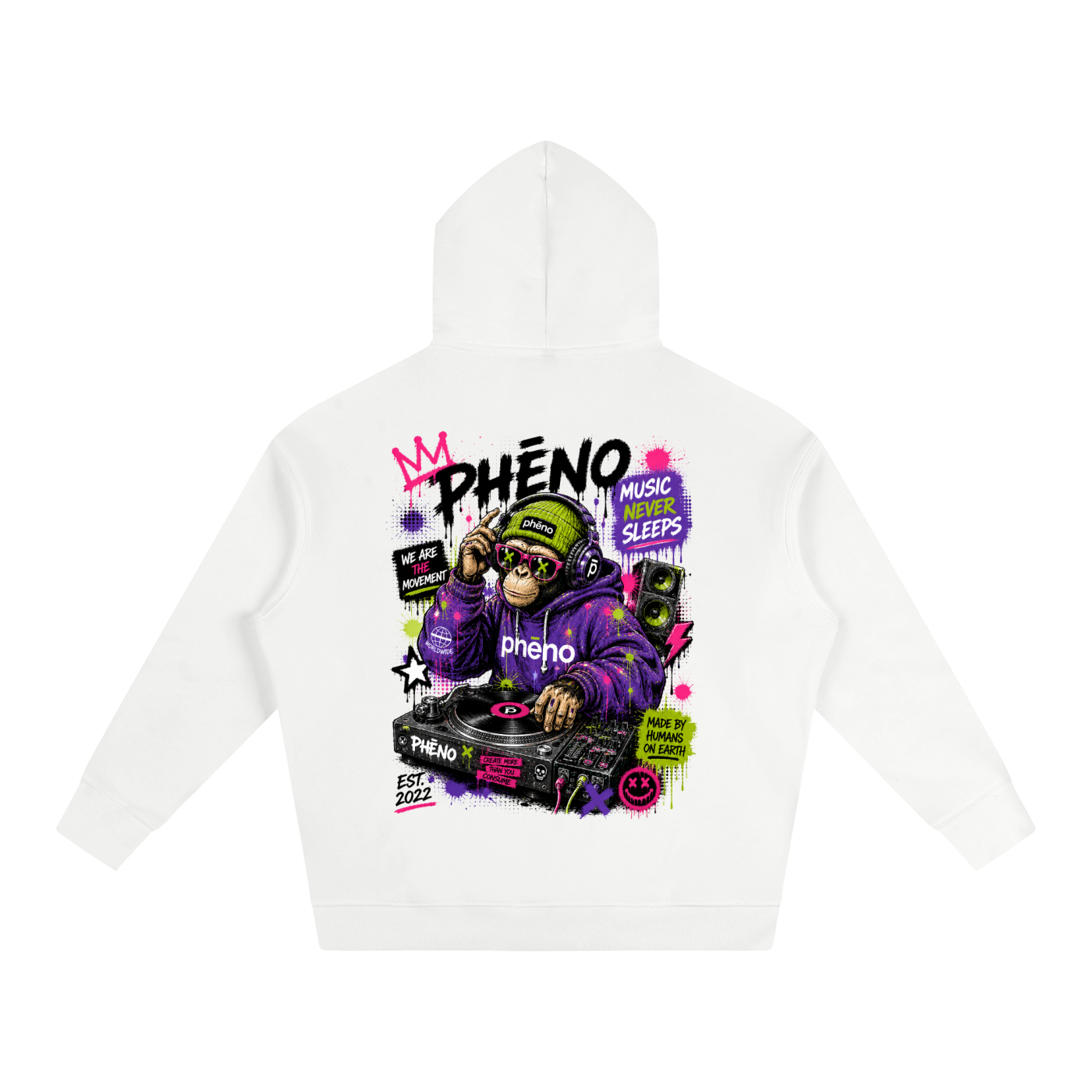 Pop Chaos DJ Monkey Monk Oversize Fleeced Hoodie