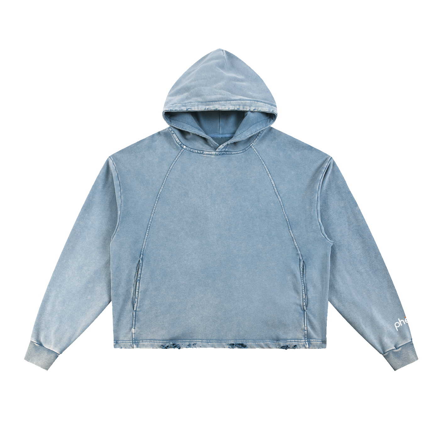 phēno Vintage Washed Frayed-Hem Hoodie