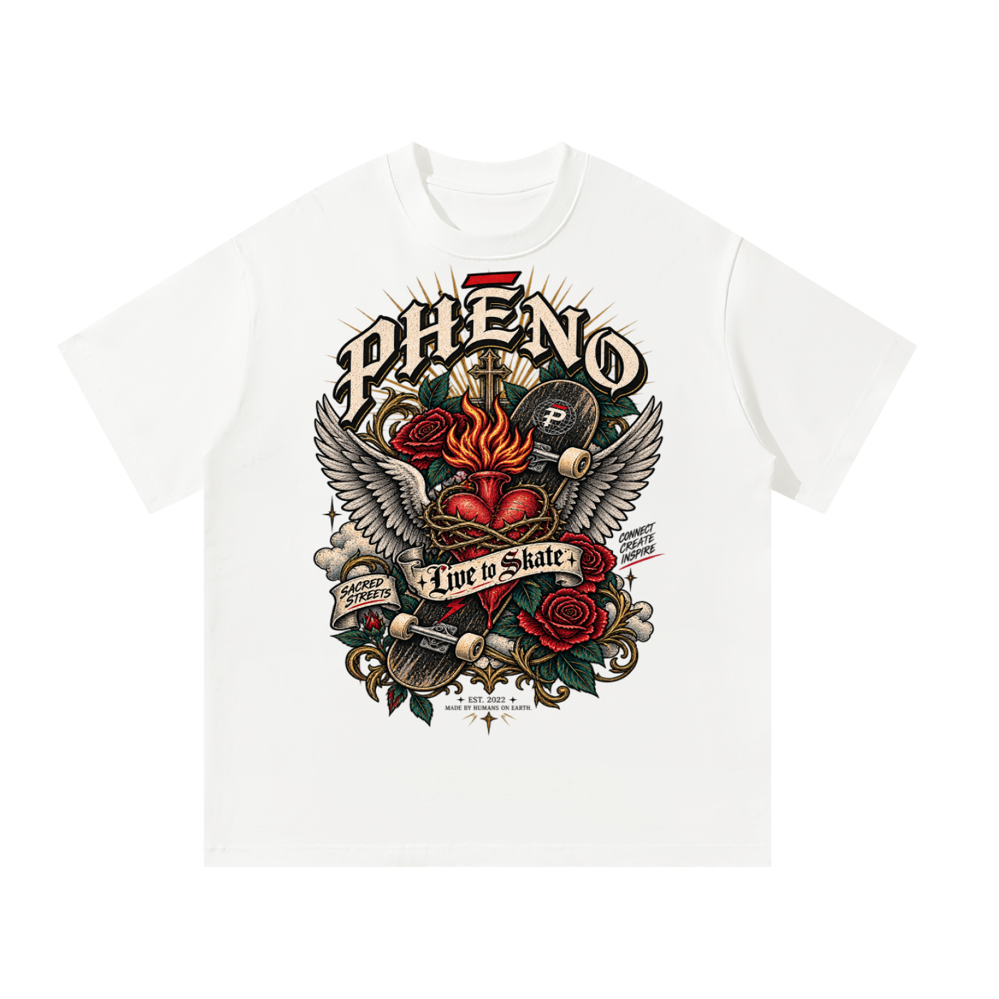 Sacred Streets Live to Skate Unisex Oversized T-Shirt