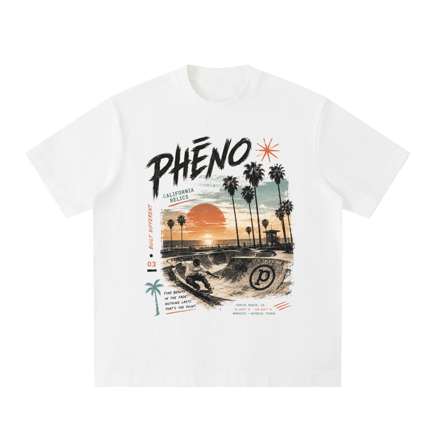 California Relics 03 Heavyweight Vintage Washed Frayed T-Shirt