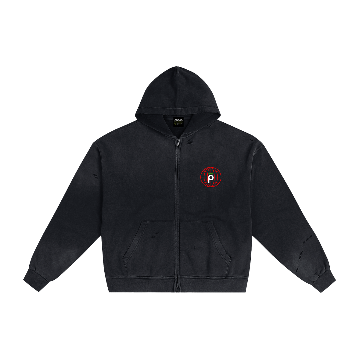 phēno Hand-Frayed Sunfade Zip Hoodie