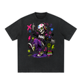 Pop Chaos Dancing Skeleton Heavyweight Vintage Washed Frayed T-Shirt