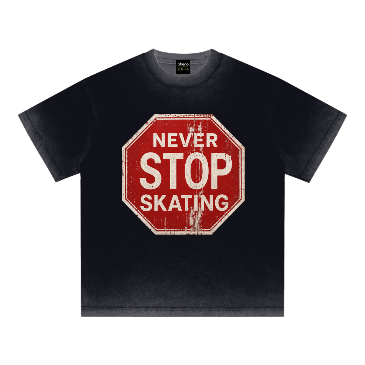 Never Stop Skating Reverse Dyed Loose Cotton T-Shirt