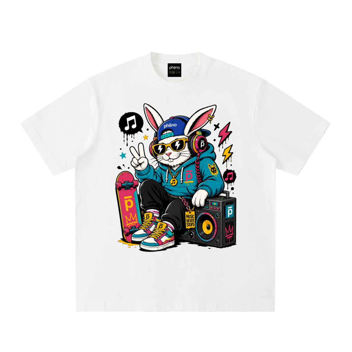 Pop Chaos Rabbit One Heavyweight Vintage Washed Frayed T-Shirt