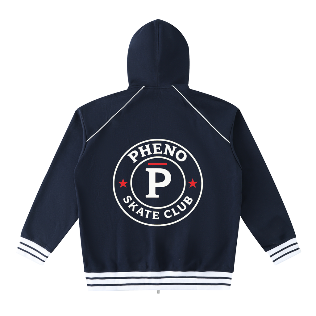 phēno Skate Club Striped Trim Zip-Up Hoodie