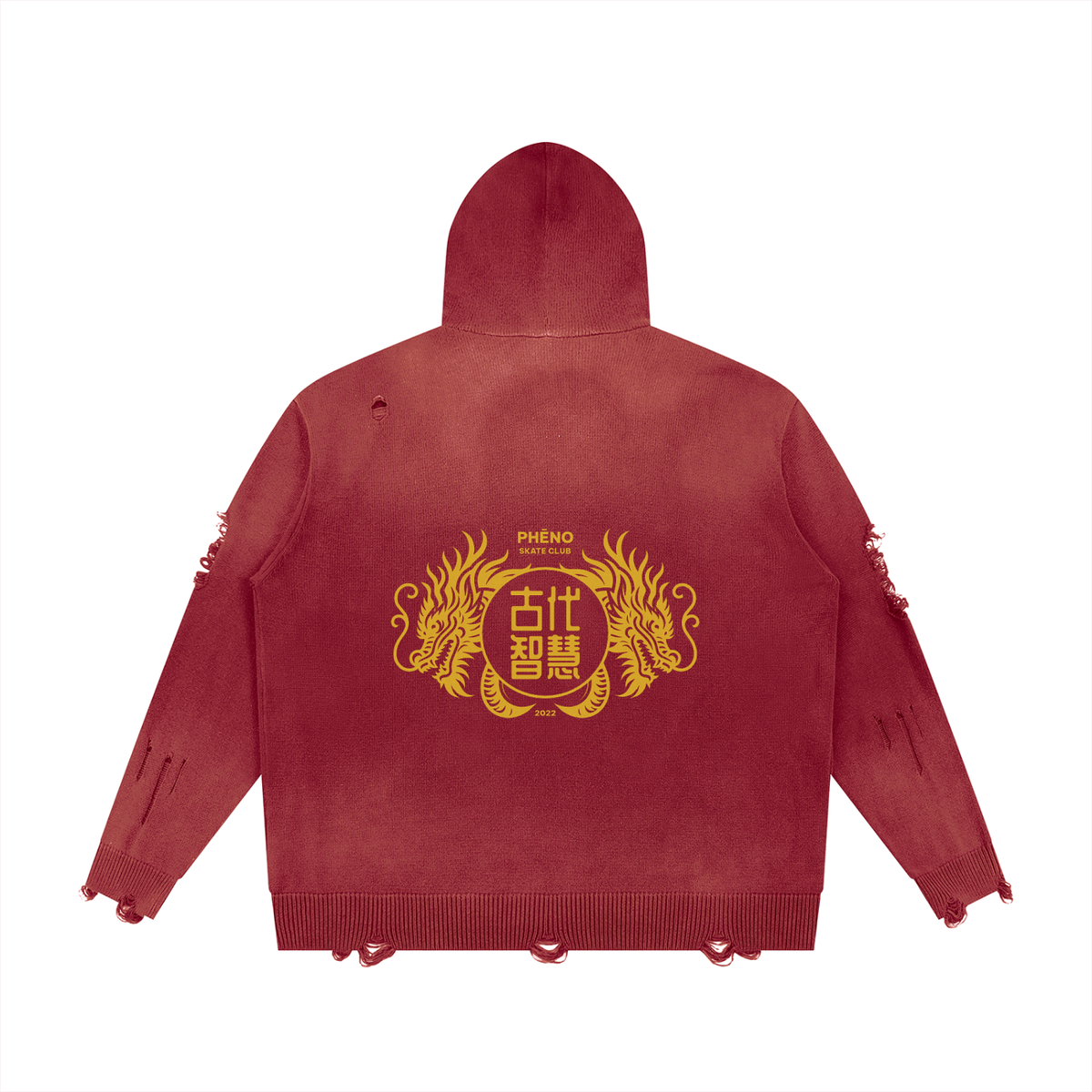 Dragon Royale Unisex Distressed Full Zip Sweater