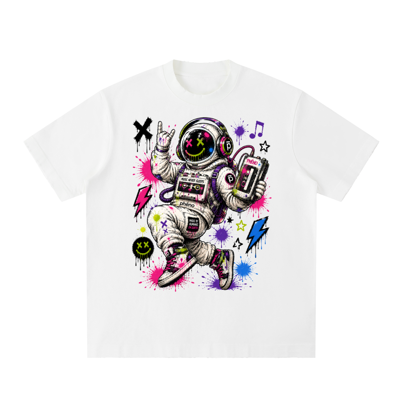 Pop Chaos Astronaut Heavyweight Vintage Washed Frayed T-Shirt