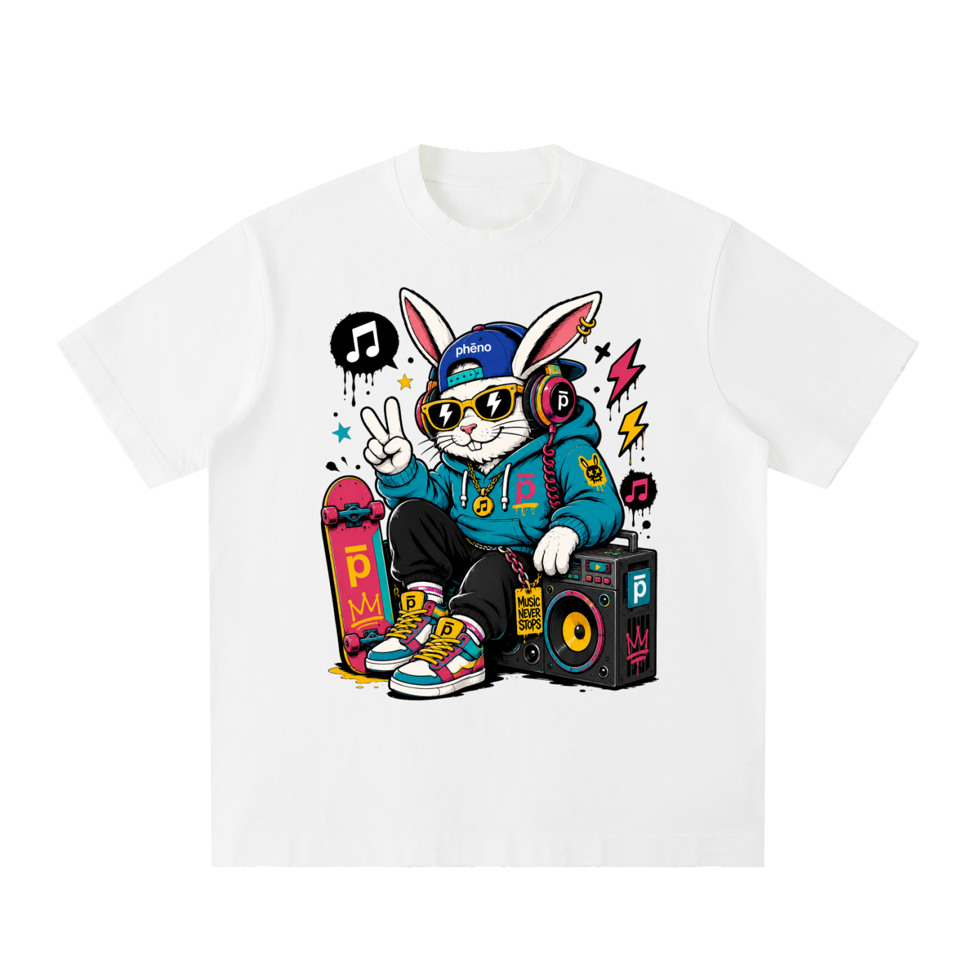 Pop Chaos Rabbit One Heavyweight Vintage Washed Frayed T-Shirt