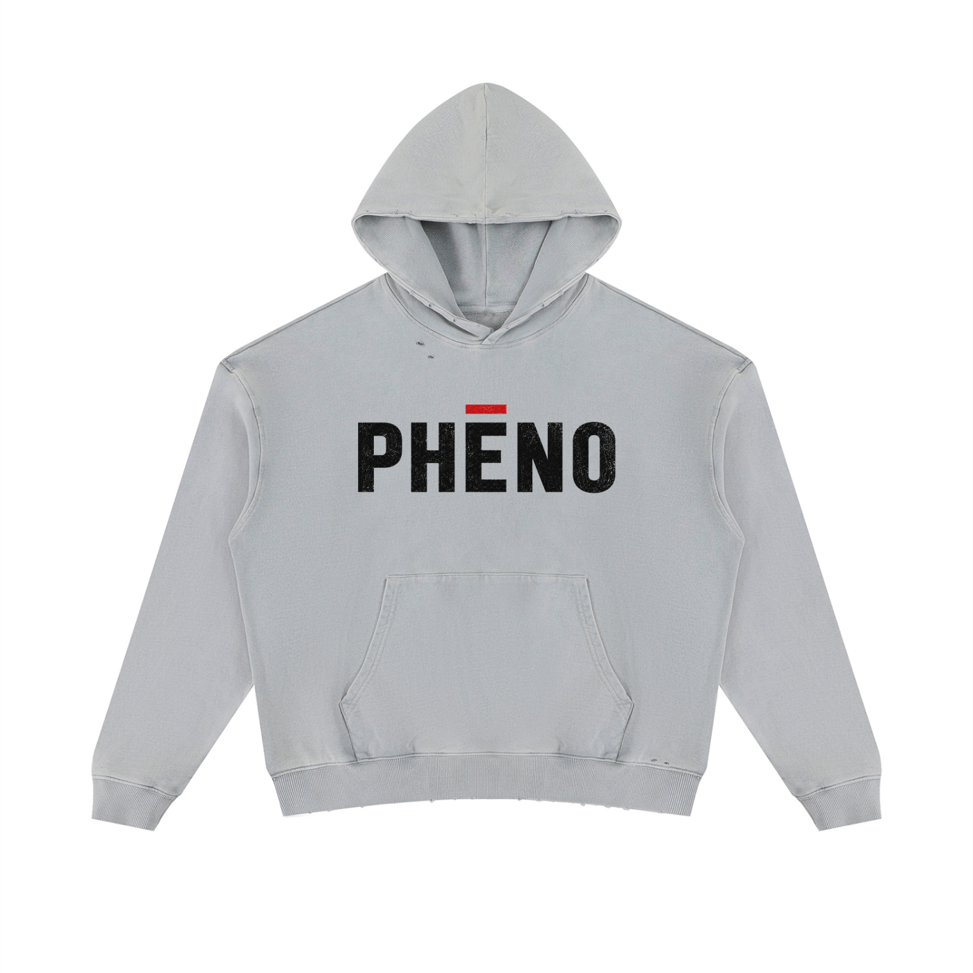 phēno Distressed Logo Unisex Mineral Wash Distressed Hoodie