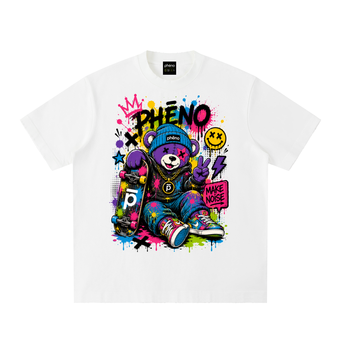 Pop Chaos Skate Bear Heavyweight Vintage Washed Frayed T-Shirt
