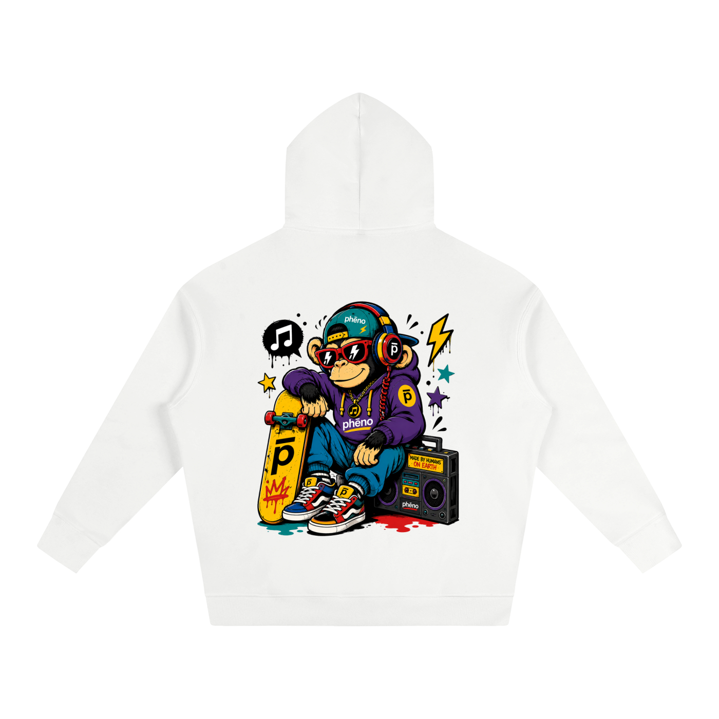Pop Chaos Monkey Vibes Oversize Fleeced Hoodie