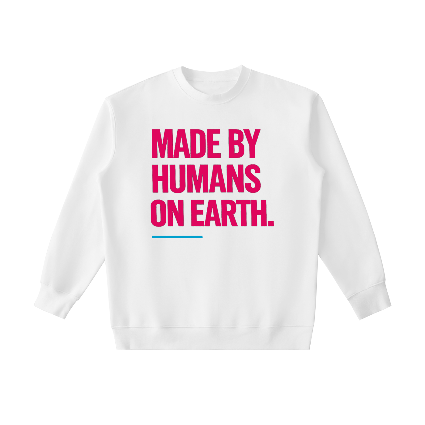 Made by Humans Pink/Aqua on White Essential Heavyweight Crewneck Sweatshirt
