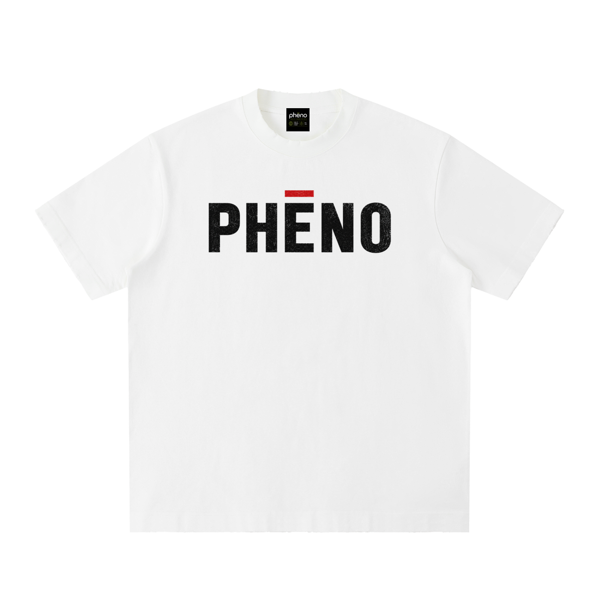 phēno Distressed Logo Heavyweight Vintage Washed Frayed T-Shirt