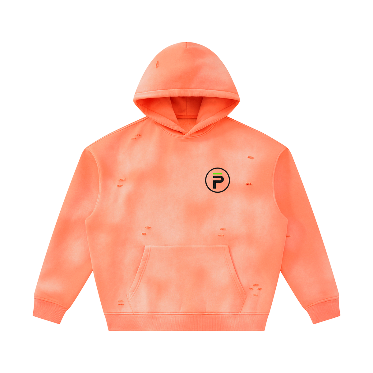 phēno Distressed Future Logo p Unisex Sunfade Frayed Fleece Hoodie