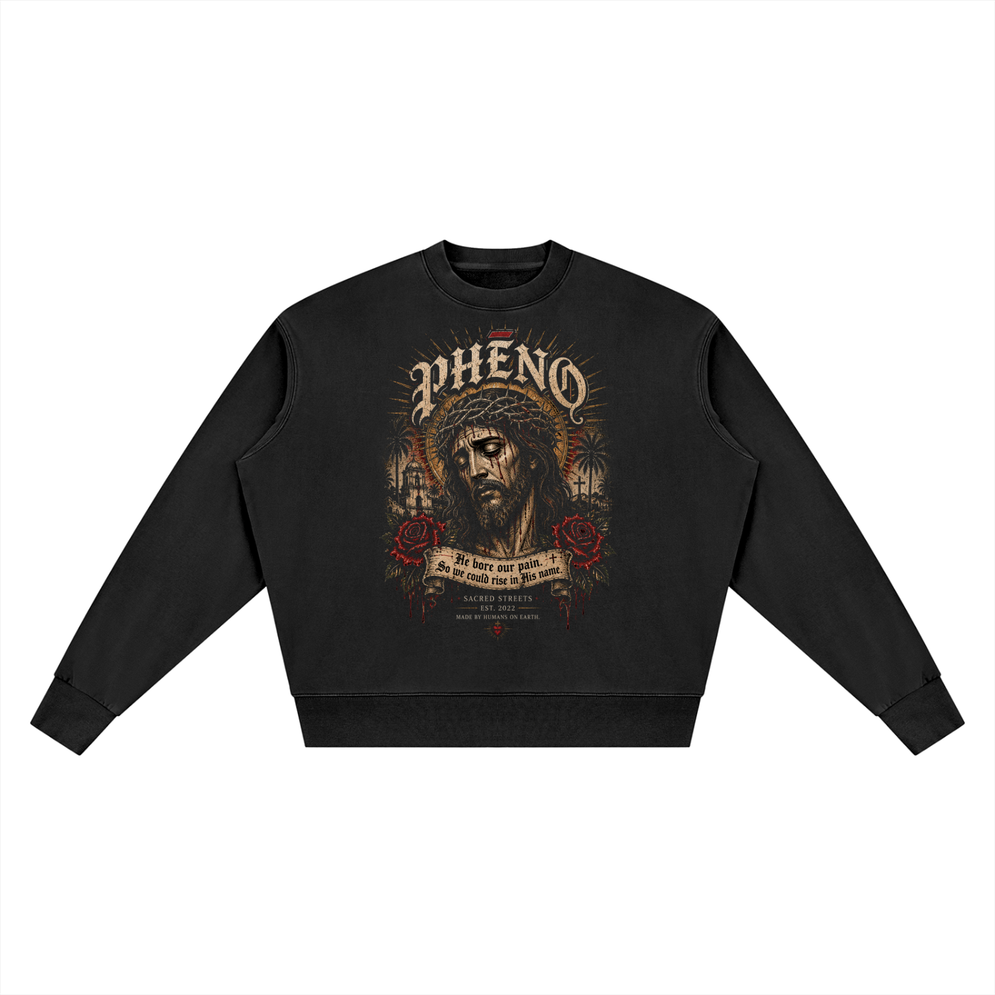 Sacred Streets Rise in His Name Unisex Vintage Wash Crewneck Sweatshirt