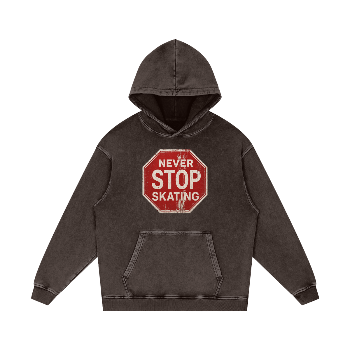 Never Stop Skating Snow Washed Loose Cotton Hoodie