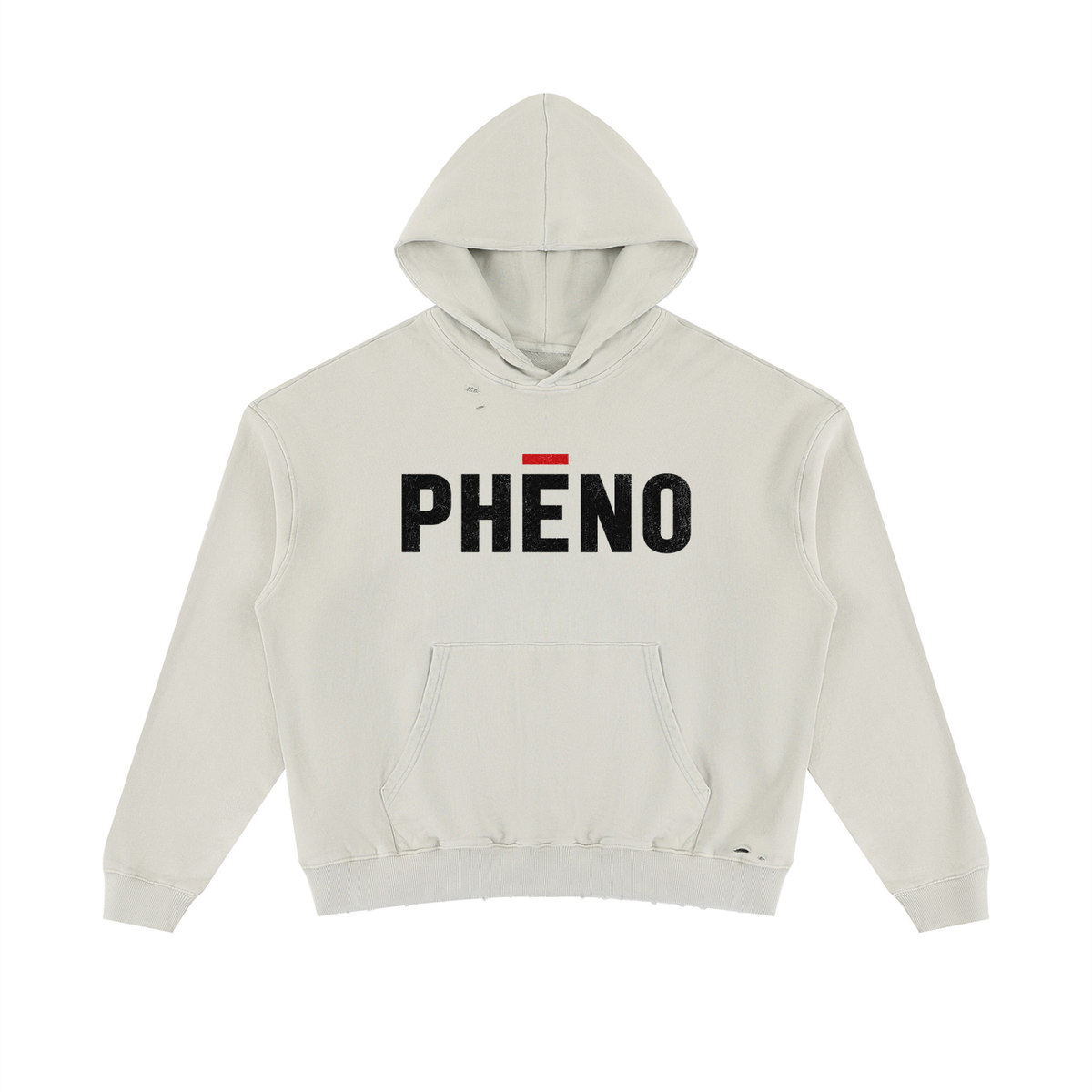 phēno Distressed Logo Unisex Mineral Wash Distressed Hoodie