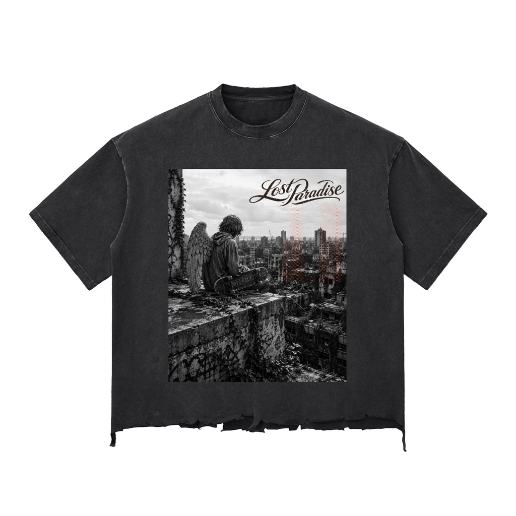 Lost Paradise Lonely Soul Snow Wash Raw-Hem Boxy T-Shirt