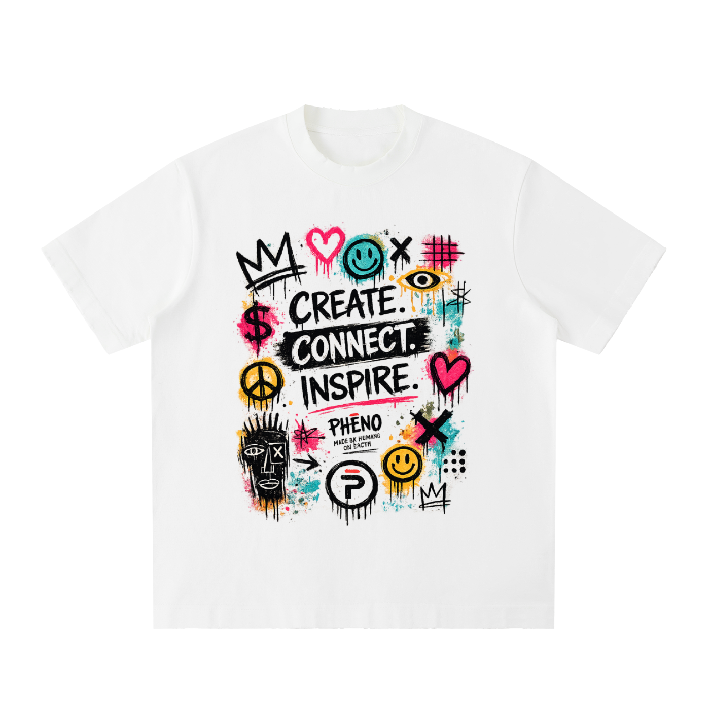 Create Connect Inspire Heavyweight Vintage Washed Frayed T-Shirt