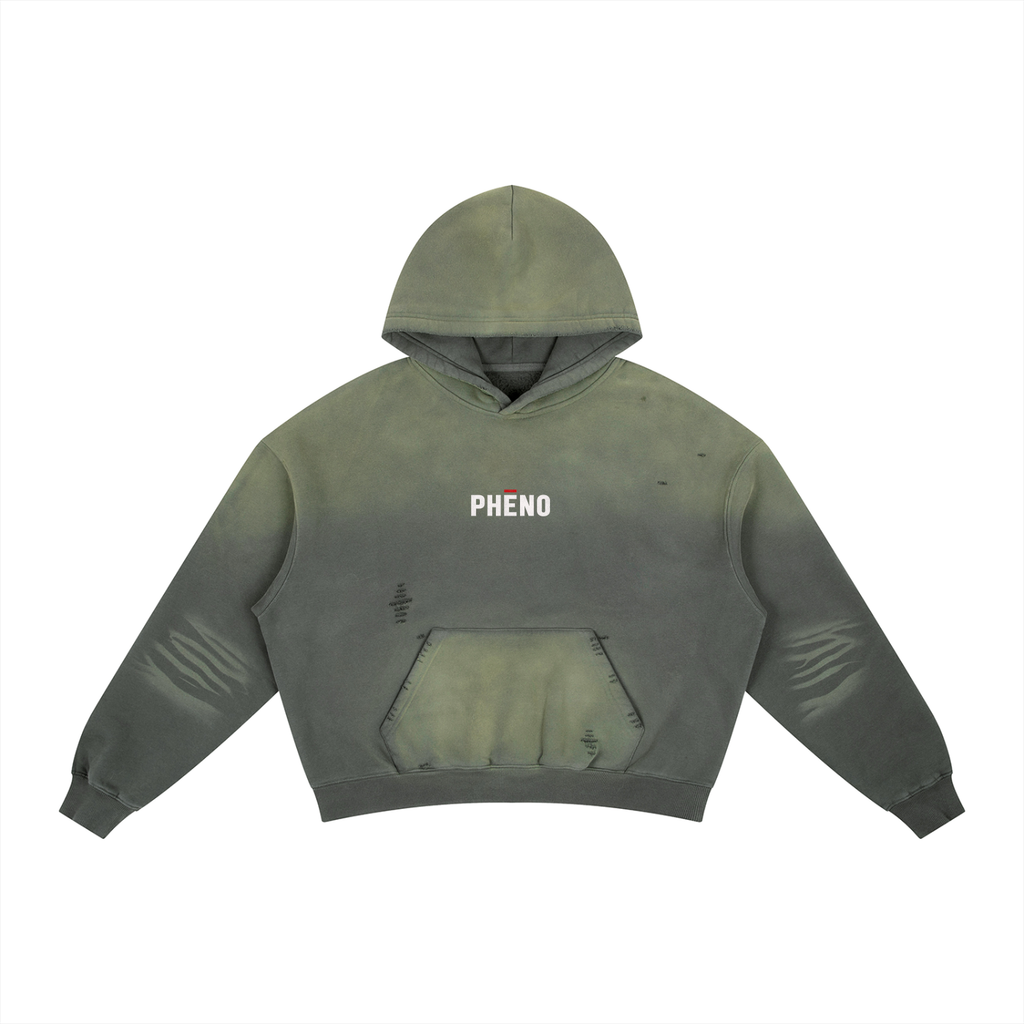 phēno Never stop Skating Frayed Sunfade Boxy Fleece Hoodie