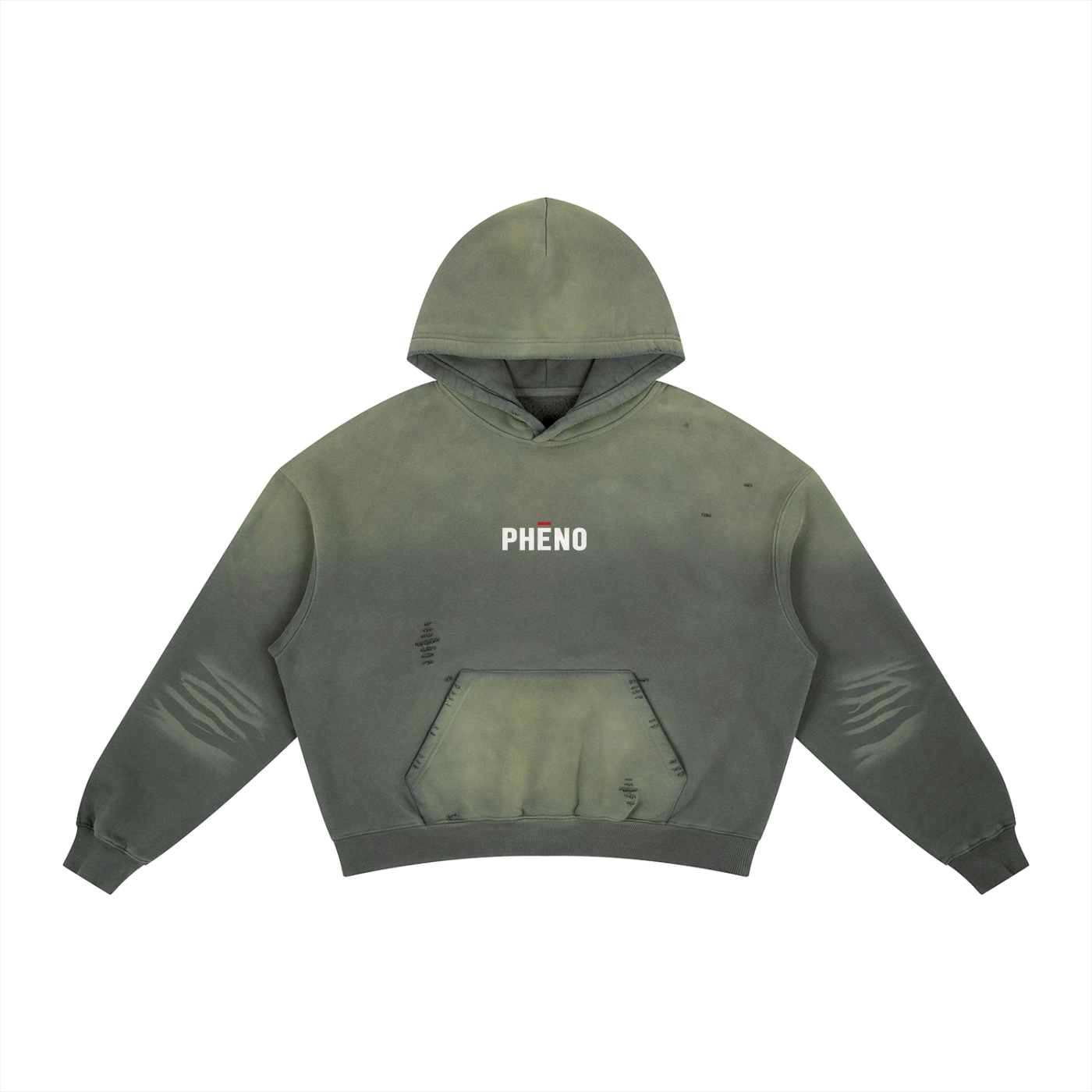 phēno Never stop Skating Frayed Sunfade Boxy Fleece Hoodie