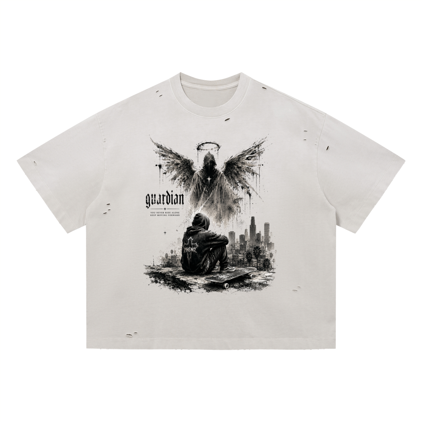 Guardian Vintage Washed Distressed Boxy Oversized T-Shirt