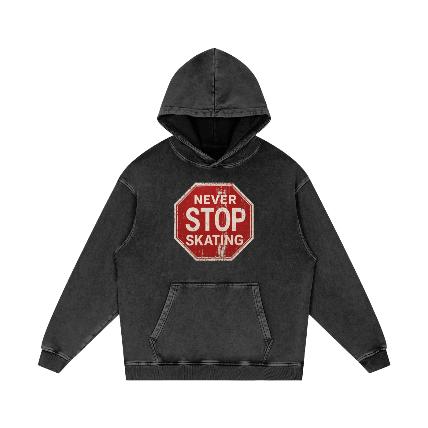 Never Stop Skating Snow Washed Loose Cotton Hoodie