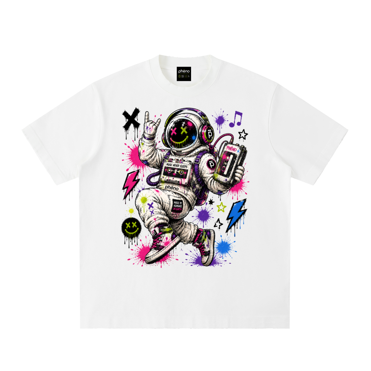 Pop Chaos Astronaut Heavyweight Vintage Washed Frayed T-Shirt