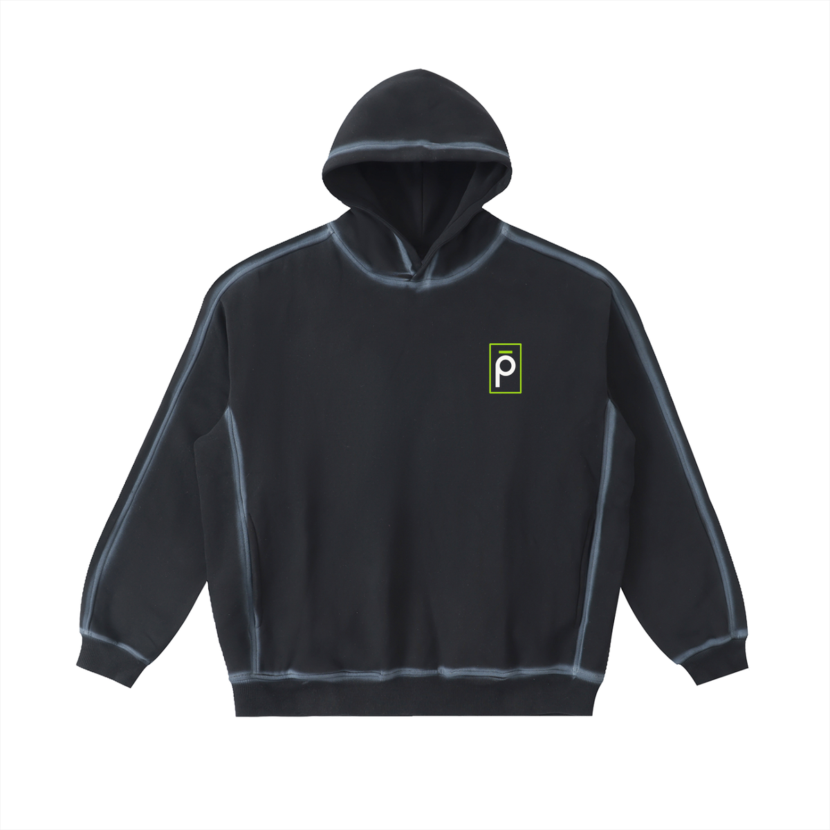 phēno Square p Logo Green Sunfaded Edge Fleece Hoodie