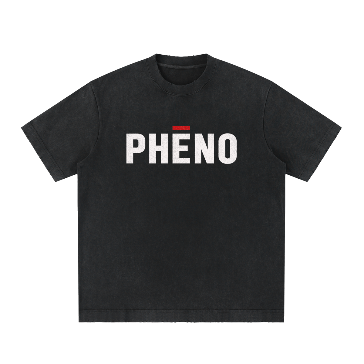 phēno Distressed Logo Heavyweight Vintage Washed Frayed T-Shirt