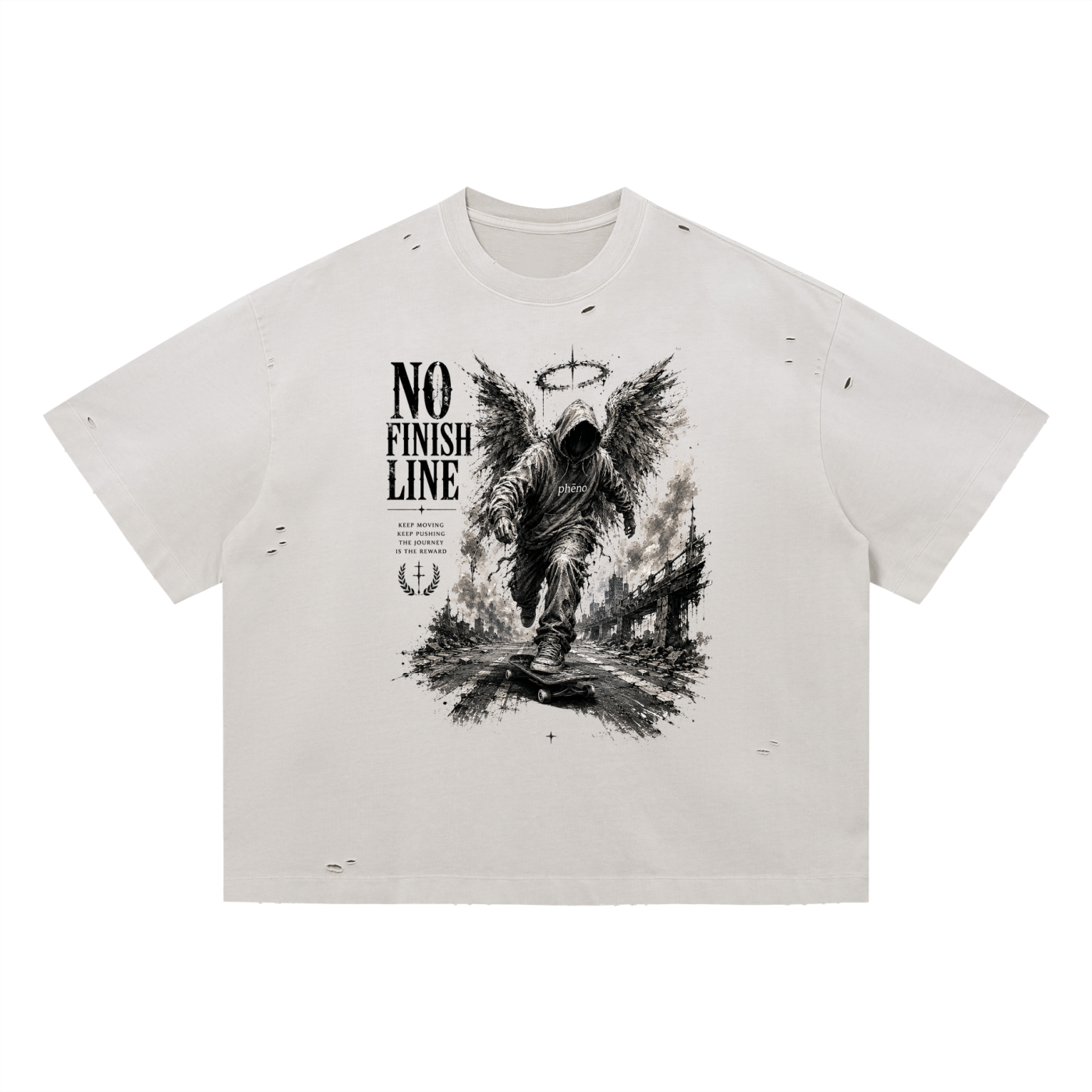No Finish Line Vintage Washed Distressed Boxy Oversized T-Shirt