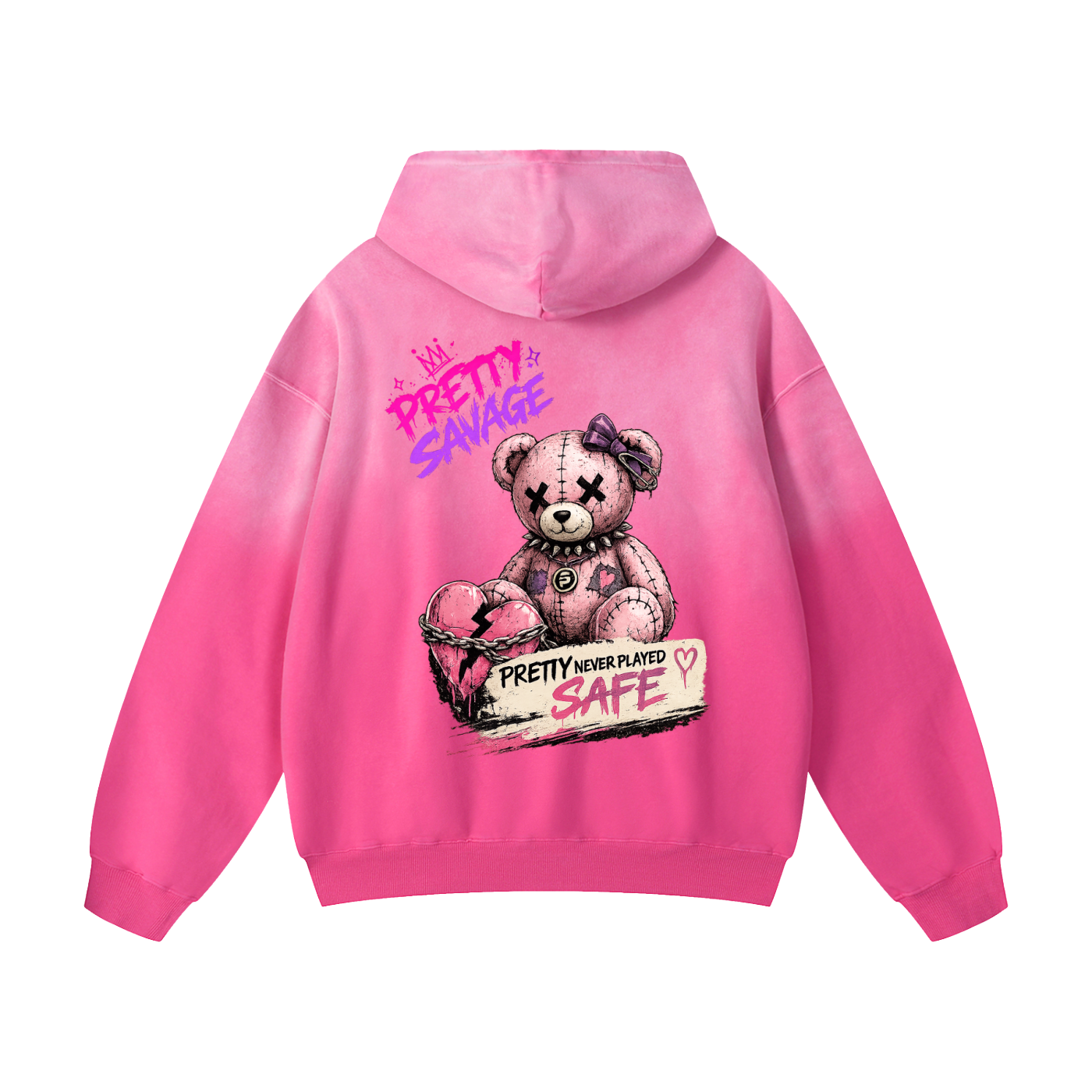 Pretty Savage Skate Bear Heavyweight Sunfade Oversized Hoodie