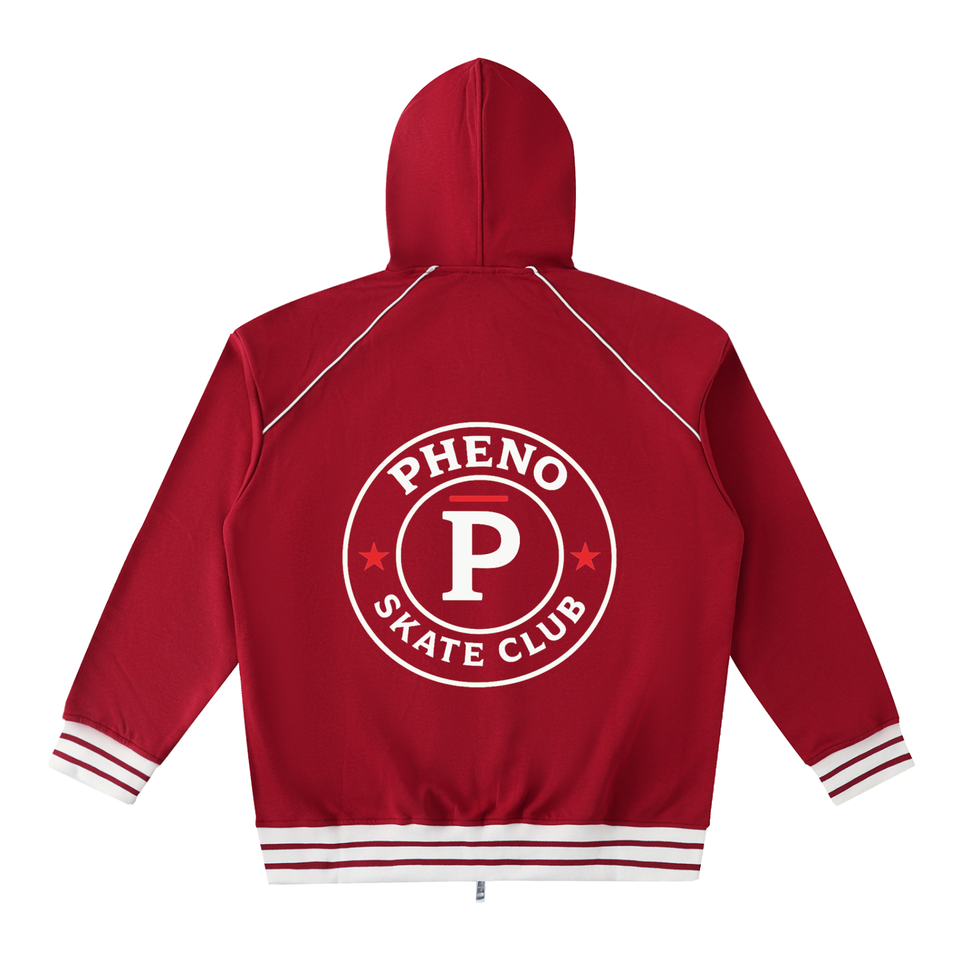 phēno Skate Club Striped Trim Zip-Up Hoodie