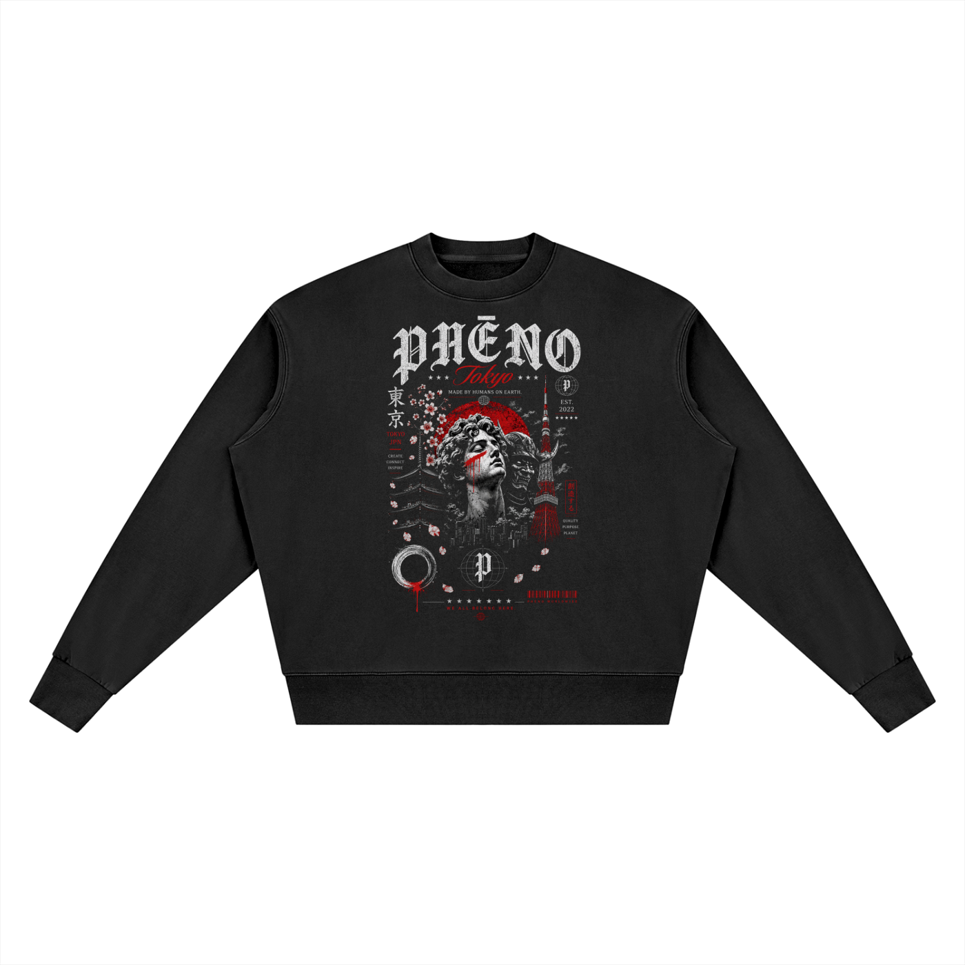 Sacred Streets Tokyo Ruins Unisex Vintage Wash Crewneck Sweatshirt