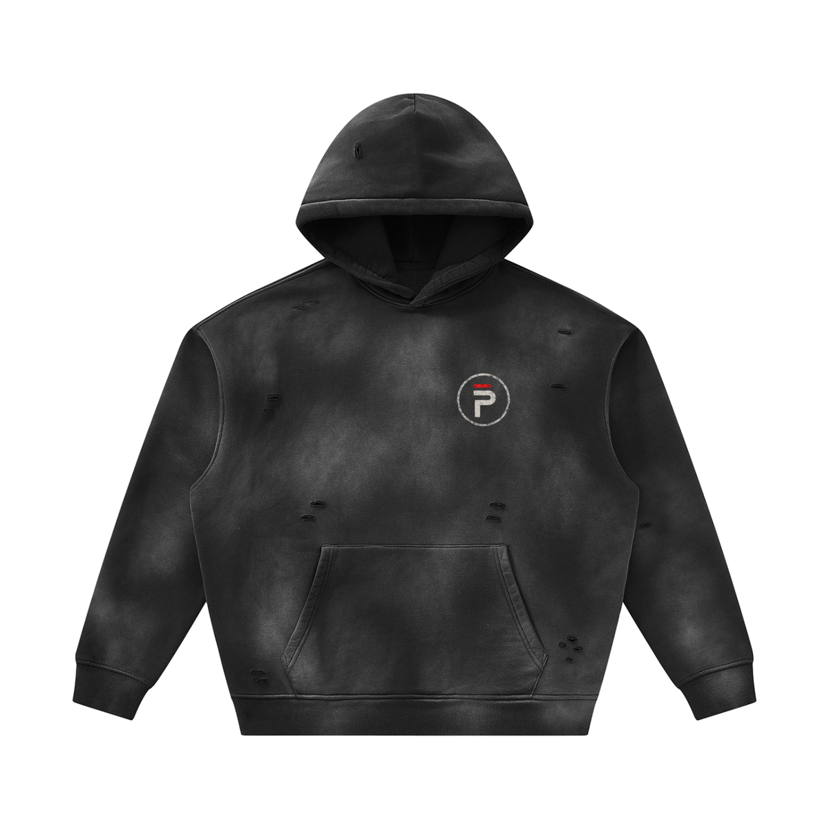 phēno Distressed Logo Future p Unisex Sunfade Frayed Fleece Hoodie
