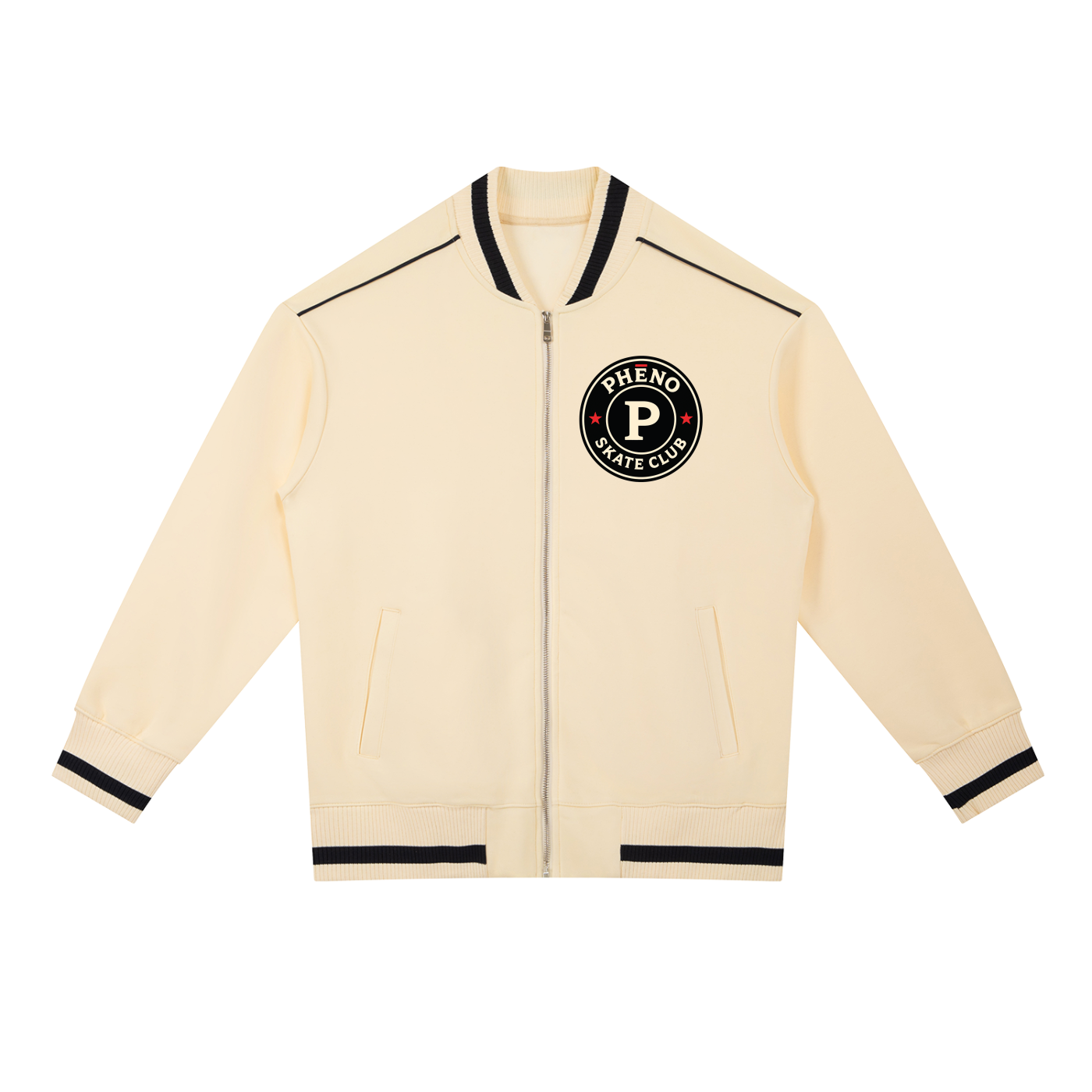 phēno Skate Club Contrast Piping Zip Bomber Jacket