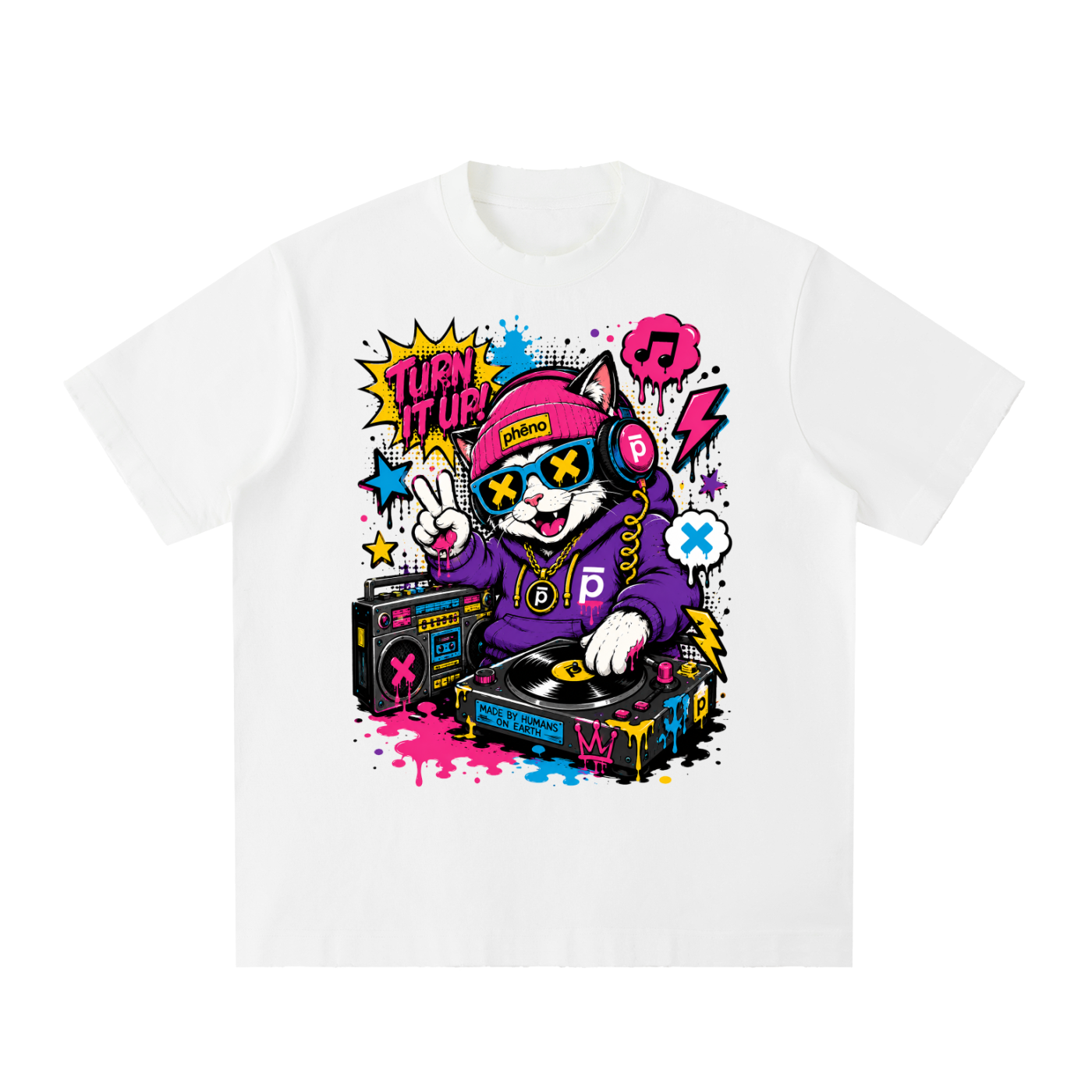 Pop Chaos Turn it Up Heavyweight Vintage Washed Frayed T-Shirt