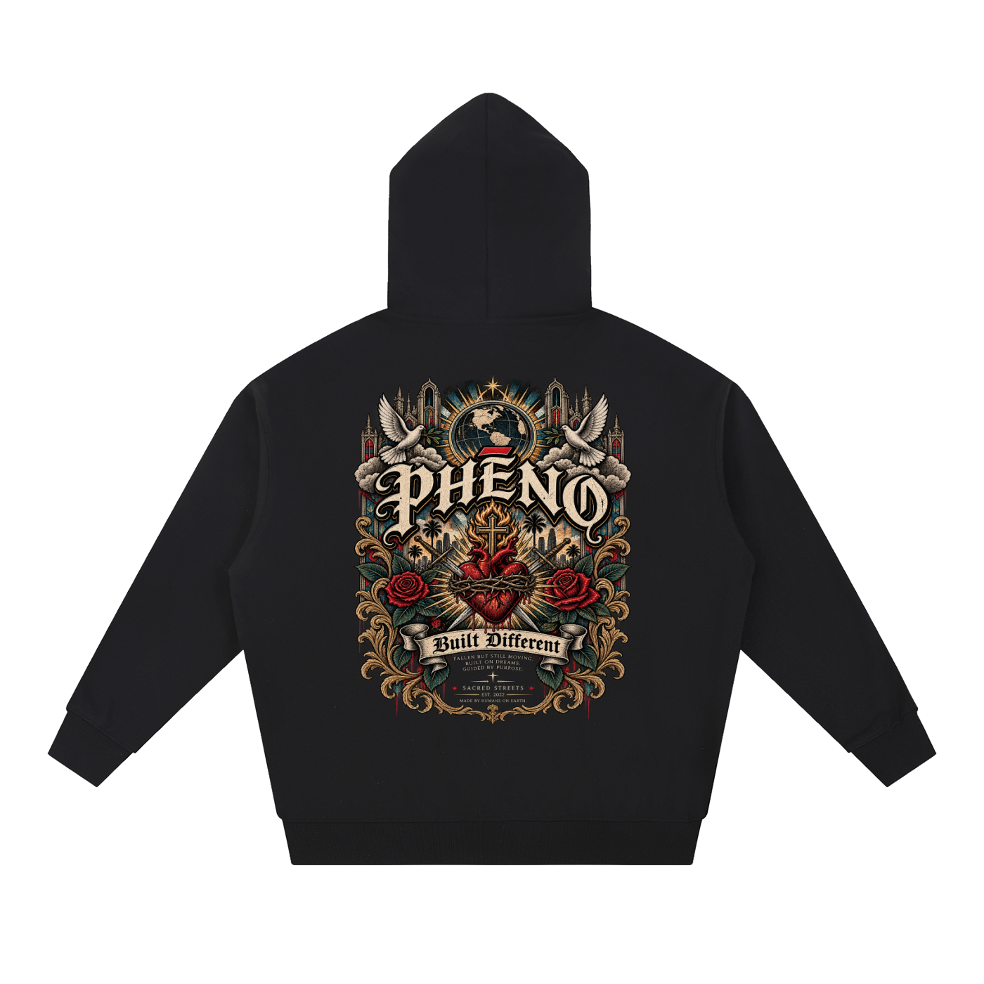 Sacred Streets Built Different Essential Heavyweight Hoodie