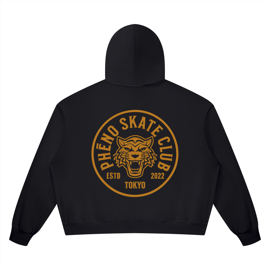 phēno Skate Club Tokyo Tiger Unisex Vintage Wash Boxy Full Zip Hoodie