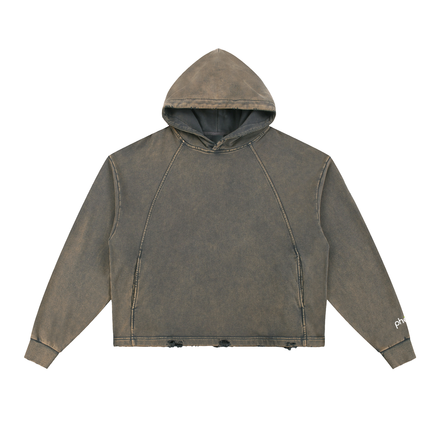 phēno Vintage Washed Frayed-Hem Hoodie